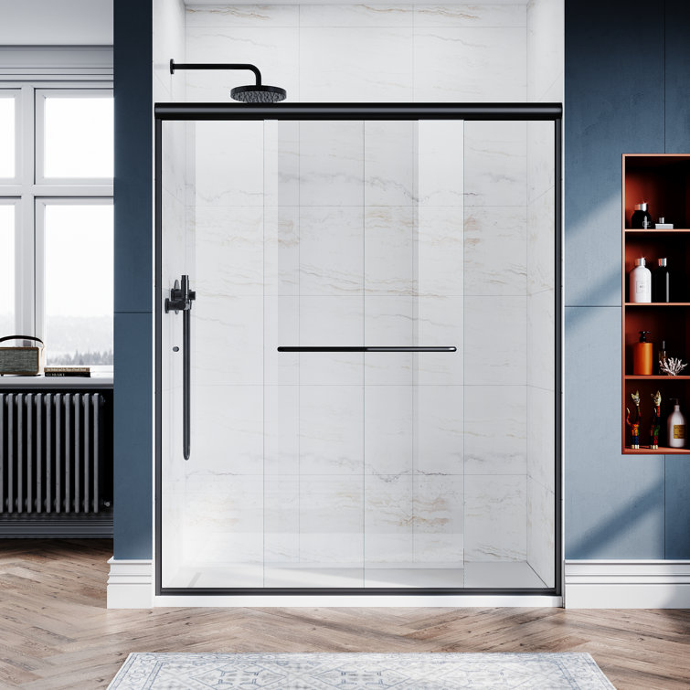 EAGLELY 57.5'' 60'' W x 72'' H Double Sliding SemiFrameless Shower